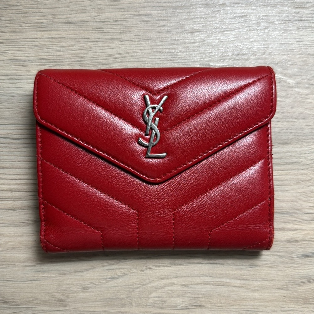 Authentic Red YSL Leather Wallet